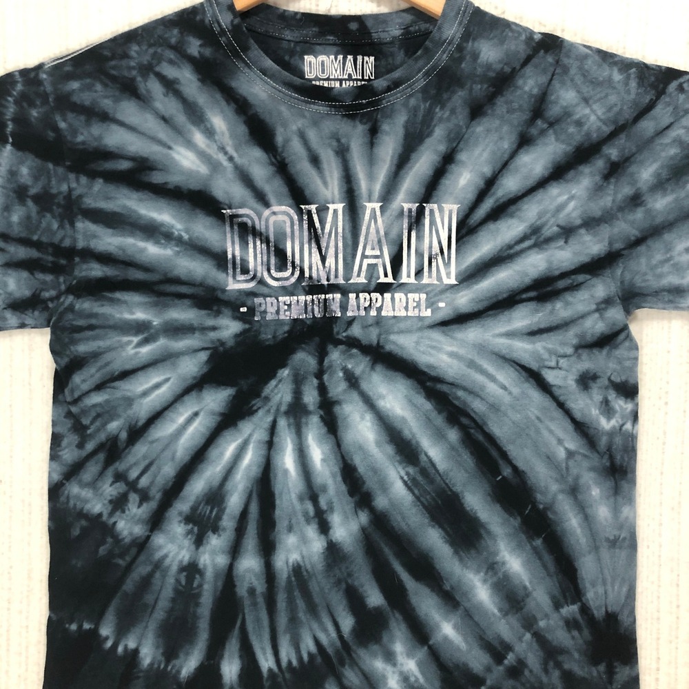 Domain Premium Apparel Tie Dye T Shirt Mens Medium Black Grey Silver Graphic Tee